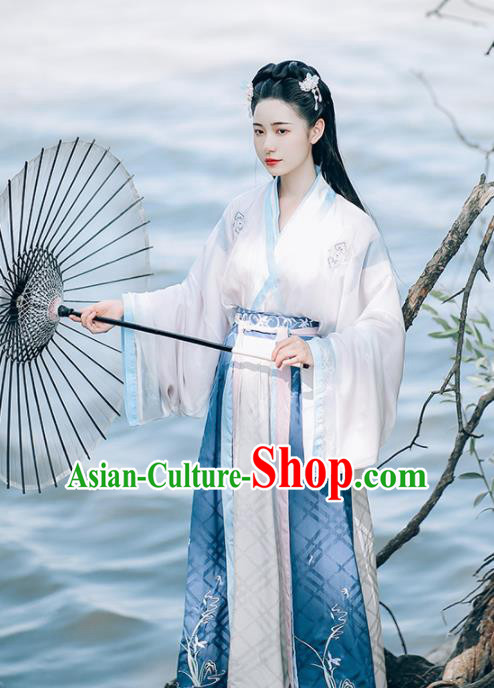 Ancient Chinese Jin Dynasty Court Princess Hanfu Dress Traditional Palace Embroidered Historical Costume for Women