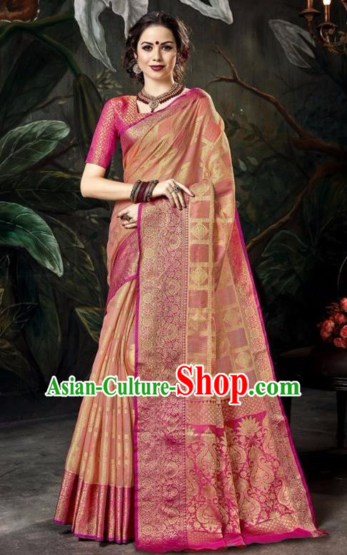 Asian India Traditional Bollywood Rosy Sari Dress Indian Court Queen Costume for Women