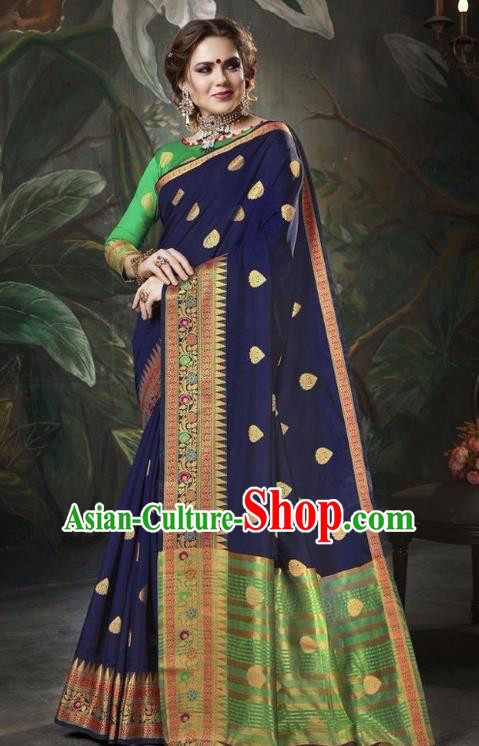 Asian India Traditional Bollywood Navy Sari Dress Indian Court Queen Costume for Women