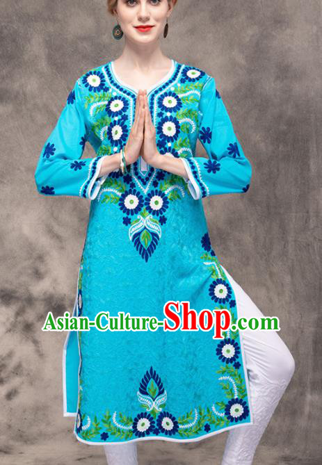 South Asian India Traditional Yoga Costumes Asia Indian National Punjabi Blouse and Pants for Women