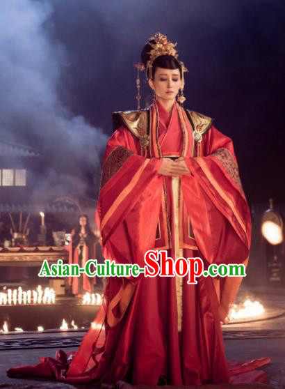 Chinese Ancient Legend Hoshin Engi Shang Dynasty Empress Historical Costume and Headpiece for Women