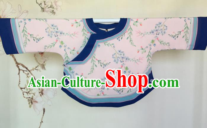 Traditional Chinese Tang Suit Printing Pink Blouse Upper Outer Garment National Costume for Women