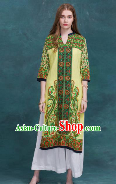 South Asian India Traditional Costume Yellow Dress Asia Indian National Punjabi Suit for Women