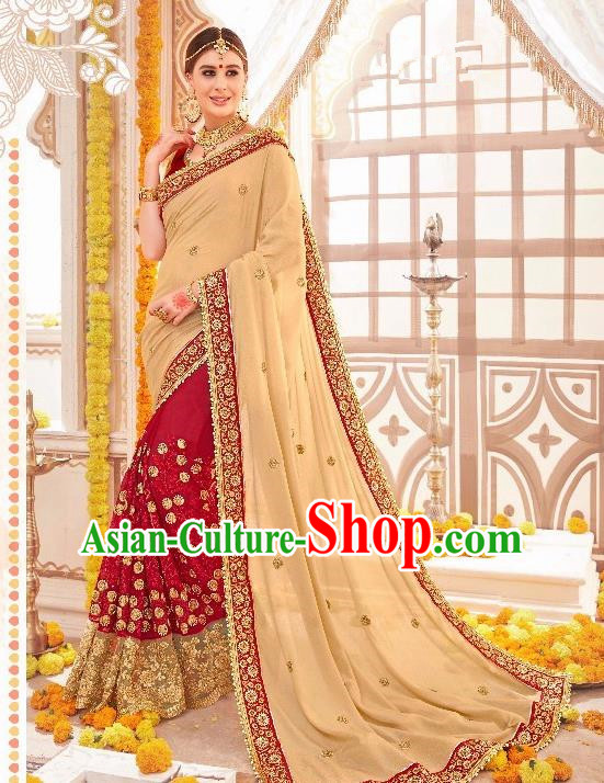 Asian India Traditional Wedding Bride Sari Dress Indian Bollywood Court Costume for Women