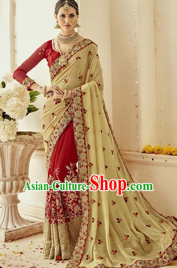 Asian India Traditional Court Wedding Yellow Sari Dress Indian Bollywood Bride Costume for Women