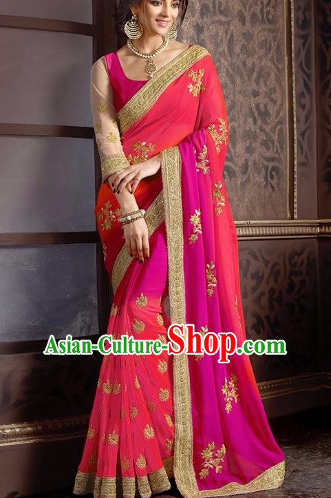 Indian Traditional Pink Sari Dress Asian India Court Princess Bollywood Embroidered Costume for Women