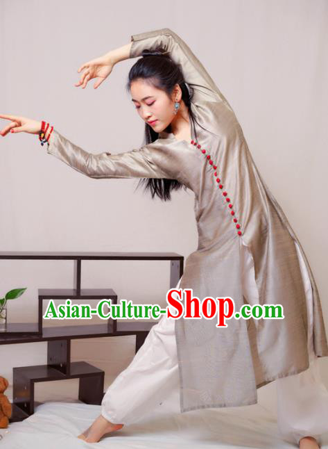 South Asian India Traditional Punjabi Grey Dress Costume Asia Indian National Costume for Women