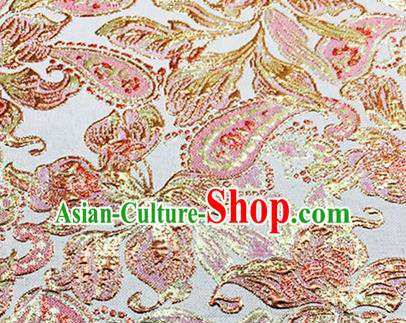 Chinese Traditional Peony Pattern Design Silk Fabric White Brocade Tang Suit Fabric Material