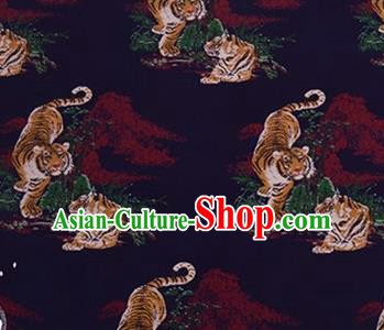 Chinese Traditional Tigers Pattern Design Silk Fabric Navy Brocade Tang Suit Fabric Material