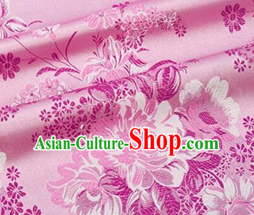 Chinese Traditional Peony Pattern Design Silk Fabric Pink Brocade Tang Suit Fabric Material