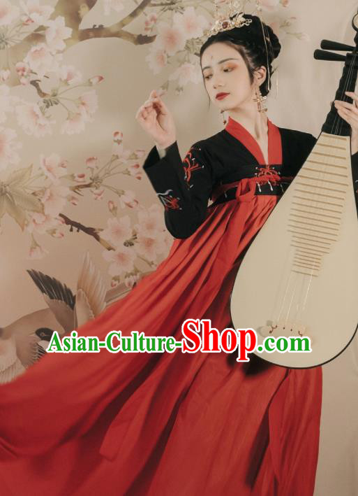 Ancient Chinese Tang Dynasty Historical Costume Traditional Court Lady Embroidered Hanfu Dress for Women