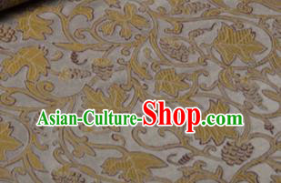 Chinese Traditional Grape Leaf Pattern Design White Brocade Hanfu Silk Fabric Tang Suit Fabric Material