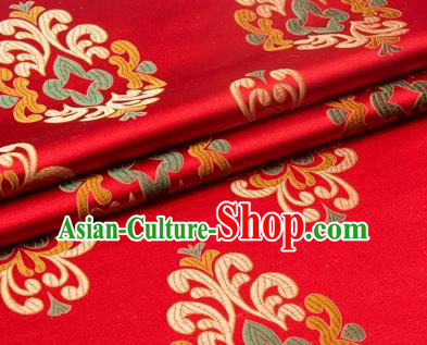 Chinese Traditional Totem Pattern Design Red Brocade Wedding Hanfu Silk Fabric Tang Suit Fabric Material