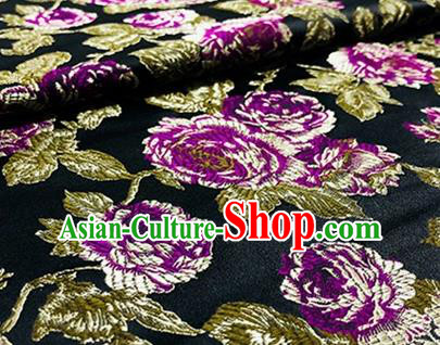 Chinese Traditional Purple Peony Pattern Design Brocade Hanfu Silk Fabric Tang Suit Fabric Material