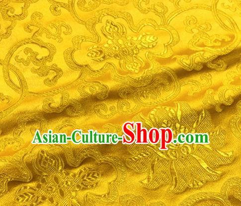 Chinese Traditional Lotus Pattern Design Golden Brocade Hanfu Silk Fabric Tang Suit Fabric Material