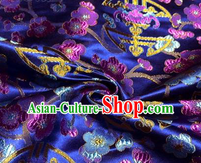 Chinese Traditional Plum Blossom Pattern Design Royalblue Brocade Hanfu Silk Fabric Tang Suit Fabric Material