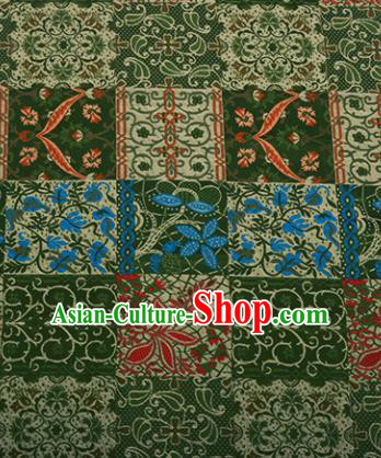 Chinese Traditional Hanfu Silk Fabric Pattern Design Green Brocade Tang Suit Fabric Material