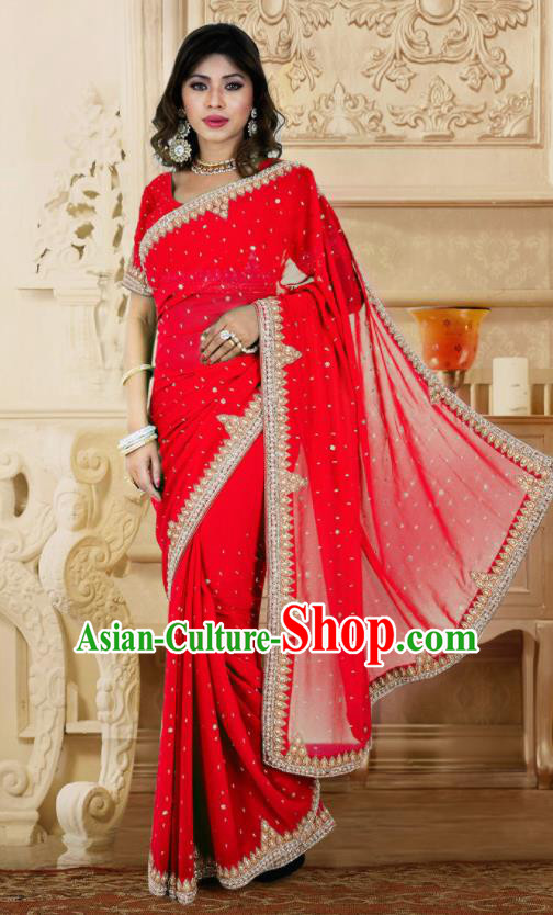 Indian Traditional Court Red Sari Dress Asian India Bollywood Royal Princess Costume for Women