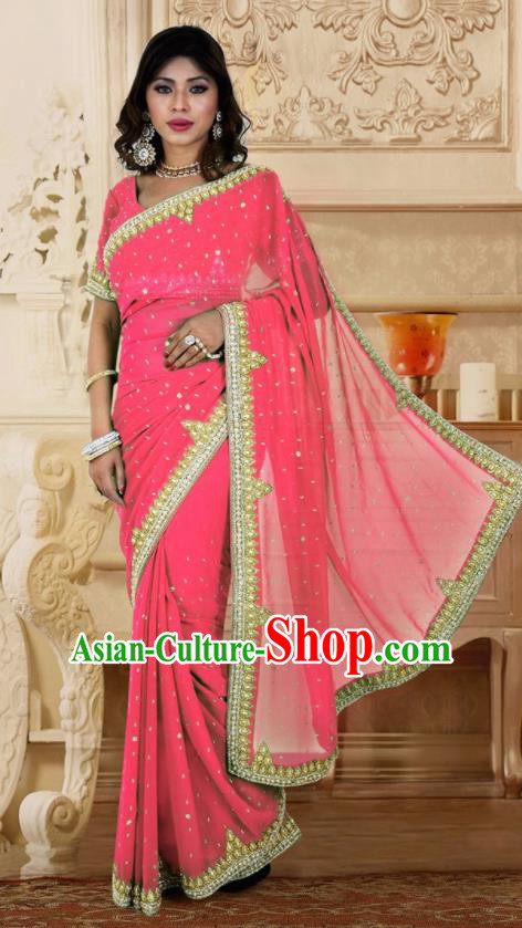 Indian Traditional Court Pink Sari Dress Asian India Bollywood Royal Princess Costume for Women