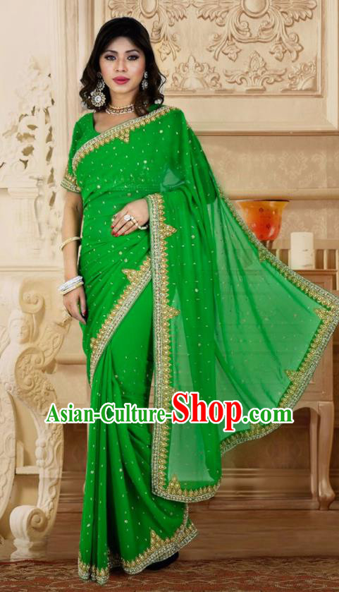 Indian Traditional Court Green Sari Dress Asian India Bollywood Royal Princess Costume for Women