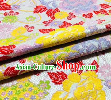 Chinese Traditional Yellow Peony Pattern Design Brocade Silk Fabric Tang Suit Fabric Material