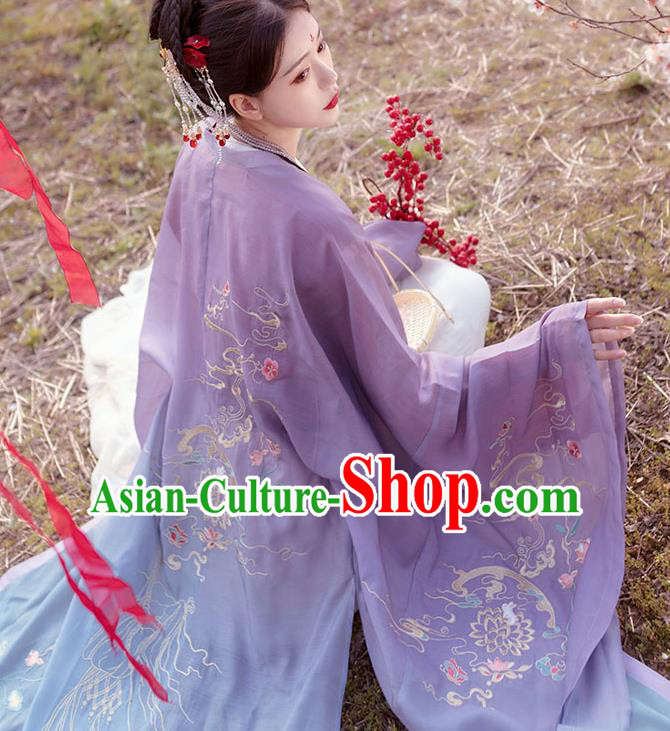 Chinese Ancient Imperial Consort Historical Costume Traditional Song Dynasty Court Embroidered Hanfu Dress for Women