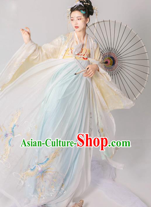 Chinese Traditional Tang Dynasty Court Princess Embroidered Hanfu Dress Ancient Imperial Consort Historical Costume for Women