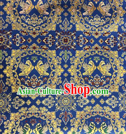 Chinese Traditional Pattern Design Silk Fabric Royalblue Brocade Tang Suit Drapery Material