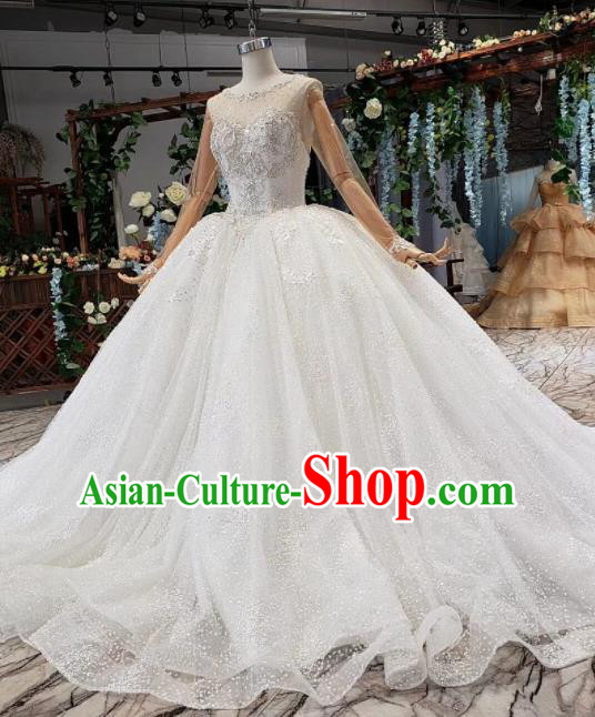 Top Grade Customize Bride Trailing Full Dress Court Princess Wedding Costume for Women