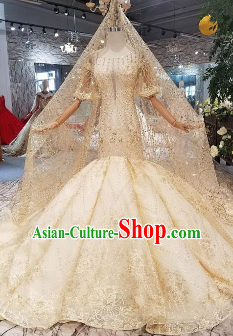 Customize Handmade Princess Mermaid Dress Wedding Court Bride Costume for Women