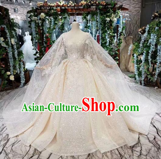 Handmade Customize Princess Trailing Wedding Dress Court Bride Embroidered Costume for Women