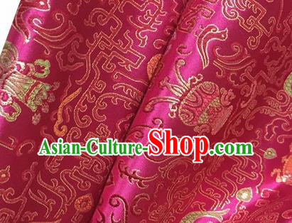 Chinese Traditional Hanfu Silk Fabric Classical Censer Pattern Design Rosy Brocade Tang Suit Fabric Material