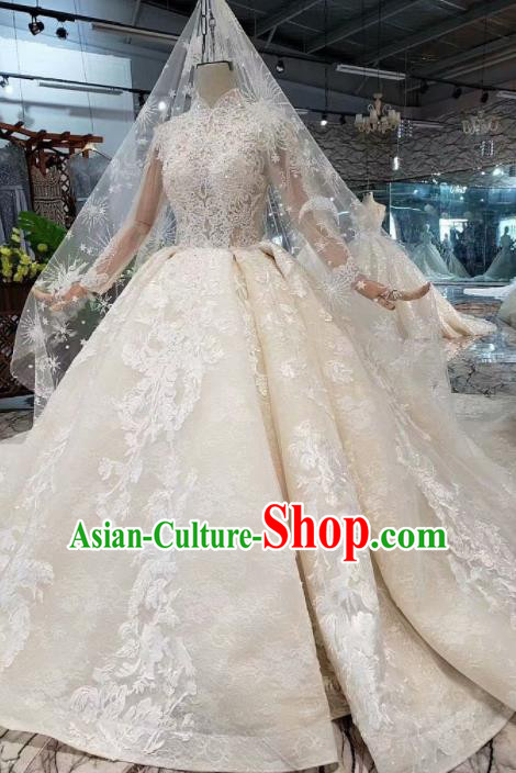 Handmade Customize Princess Lace Wedding Mullet Dress Court Bride Embroidered Costume for Women