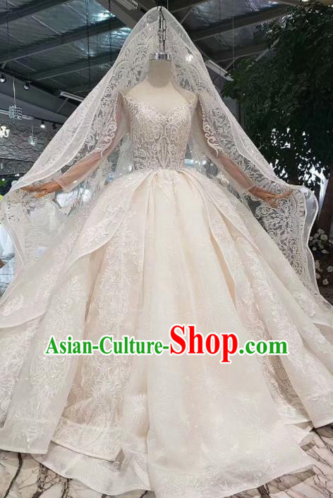 Handmade Customize Princess White Lace Wedding Mullet Dress Court Bride Embroidered Costume for Women