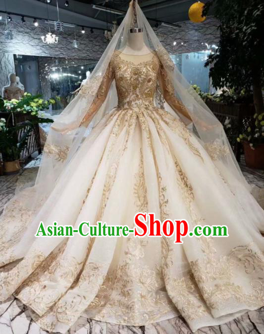 Handmade Customize Wedding Princess Embroidered Mullet Dress Court Bride Costume for Women