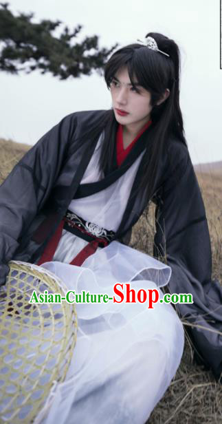 Asian Chinese Jin Dynasty Nobility Childe Historical Costume Ancient Scholar Traditional Hanfu Clothing for Men