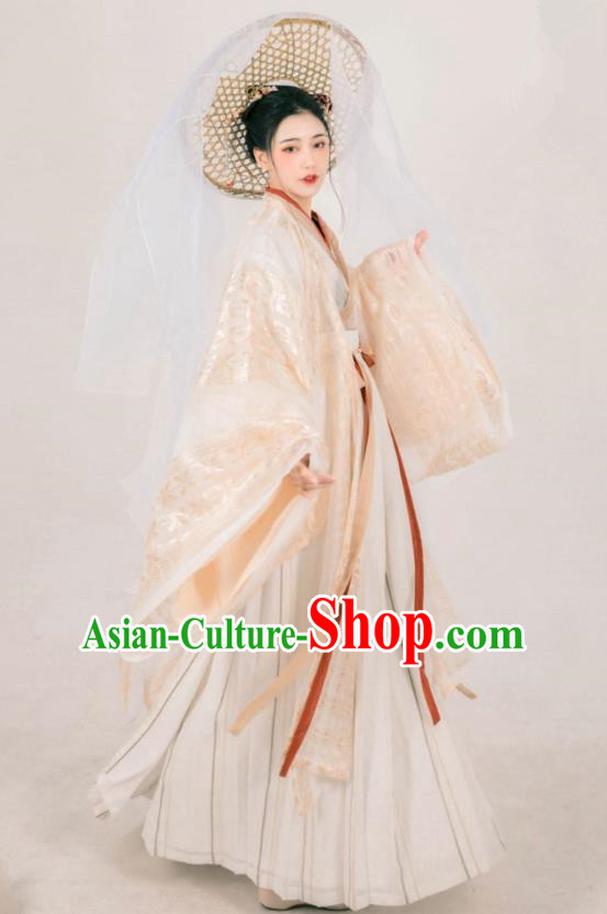 Asian Chinese Jin Dynasty Court Lady Historical Costume Ancient Royal Princess Traditional Hanfu Dress for Women