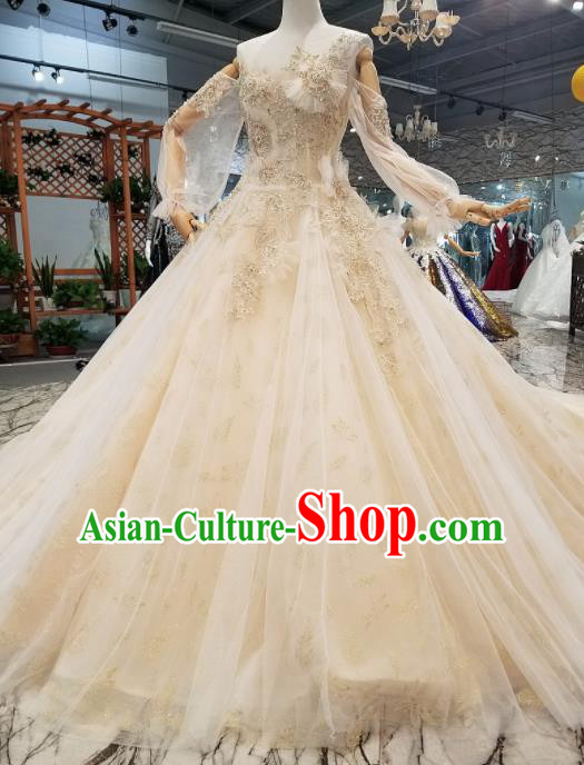 Top Grade Customize Modern Fancywork Trailing Full Dress Court Princess Waltz Dance Costume for Women