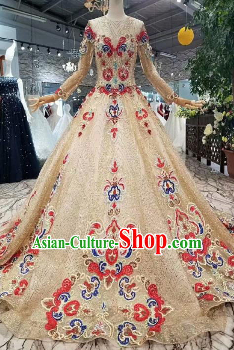 Customize Court Modern Fancywork Embroidered Full Dress Top Grade Princess Waltz Dance Costume for Women