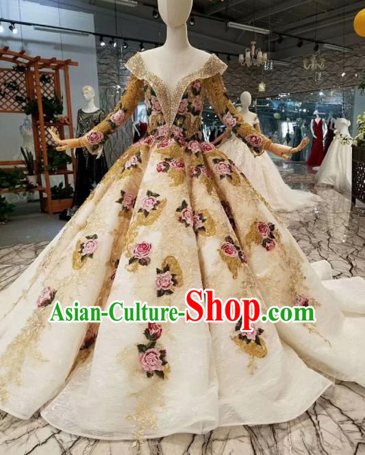 Top Grade Customize Modern Fancywork Full Dress Court Princess Waltz Dance Costume for Women