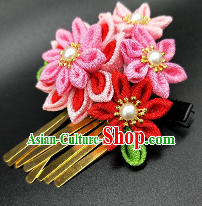 Traditional Japanese Kimono Hair Accessories Japan Geisha Sakura Tassel Hair Claw for Women