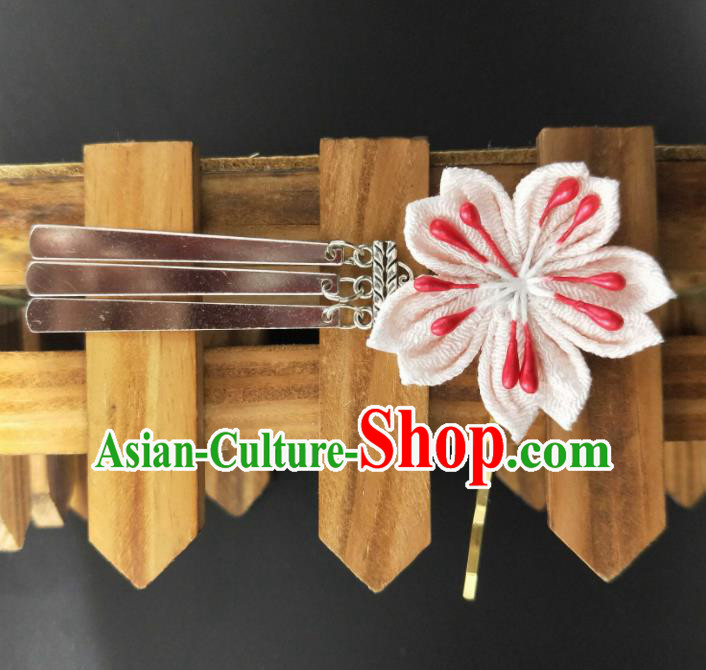 Japanese Traditional Kimono Hair Accessories Japan Geisha White Sakura Hair Stick for Women