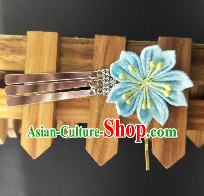 Japanese Traditional Kimono Hair Accessories Japan Geisha Blue Sakura Hair Stick for Women