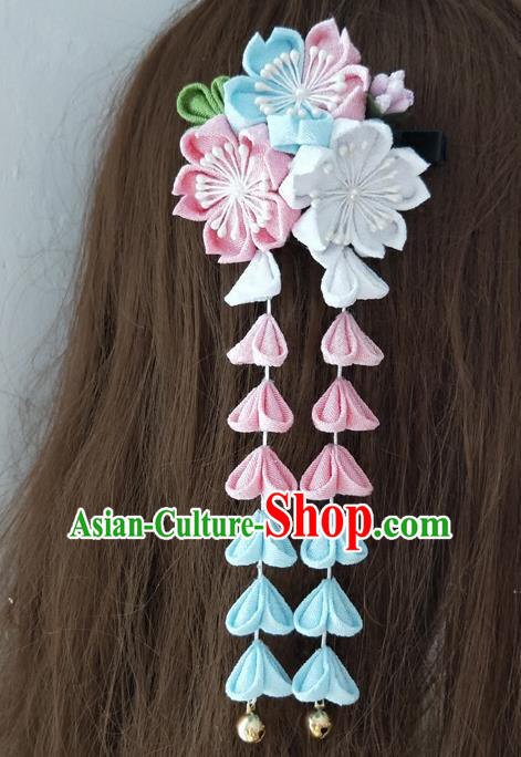 Japanese Traditional Kimono Hair Accessories Japan Geisha Sakura Tassel Hair Stick for Women