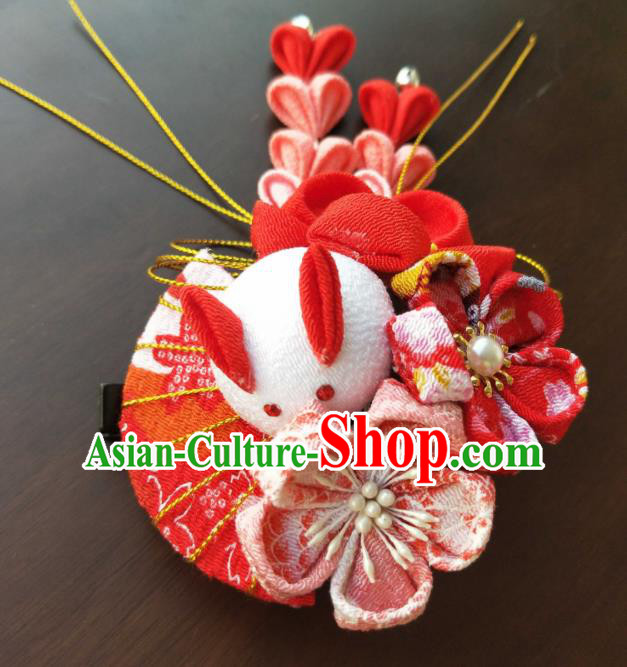 Japanese Traditional Kimono Hair Accessories Japan Geisha Red Fan Hair Claw for Women