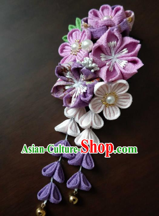 Traditional Japan Geisha Purple Sakura Hair Claw Japanese Kimono Hair Accessories for Women