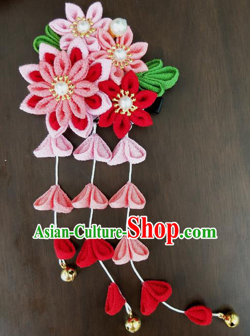 Traditional Japan Geisha Sakura Tassel Hair Claw Japanese Kimono Hair Accessories for Women