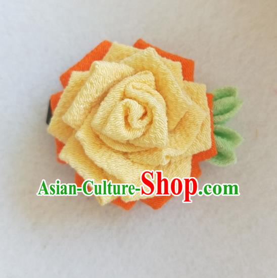 Traditional Japan Geisha Yellow Rose Hair Claw Japanese Kimono Hair Accessories for Women