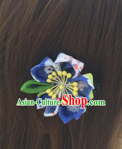 Traditional Japan Little Blue Sakura Hair Claw Japanese Kimono Hair Accessories for Women