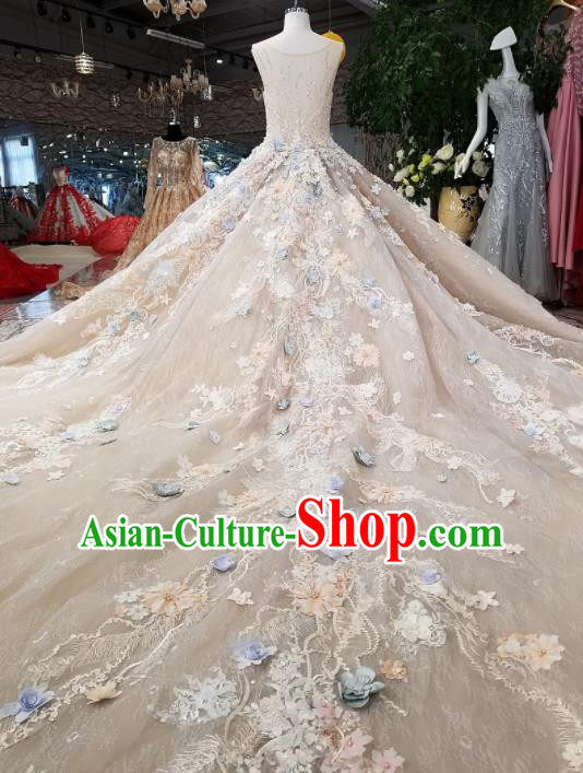 Customize Handmade Princess Fantasy Embroidered Full Dress Wedding Court Bride Costume for Women